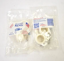 Lot of 2 Liberty Flags Flag Pole Ring For 1" Dia Pole Hardware Part White