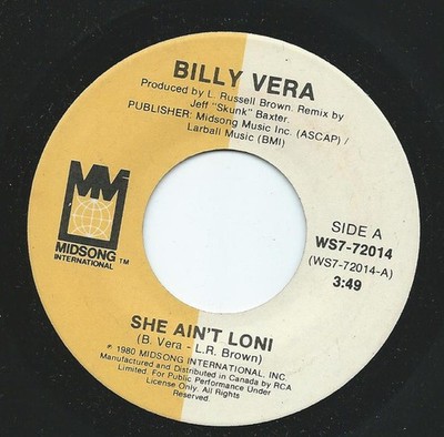 Billy Vera - She Ain't Loni - Used Vinyl Record 7 - G8100z