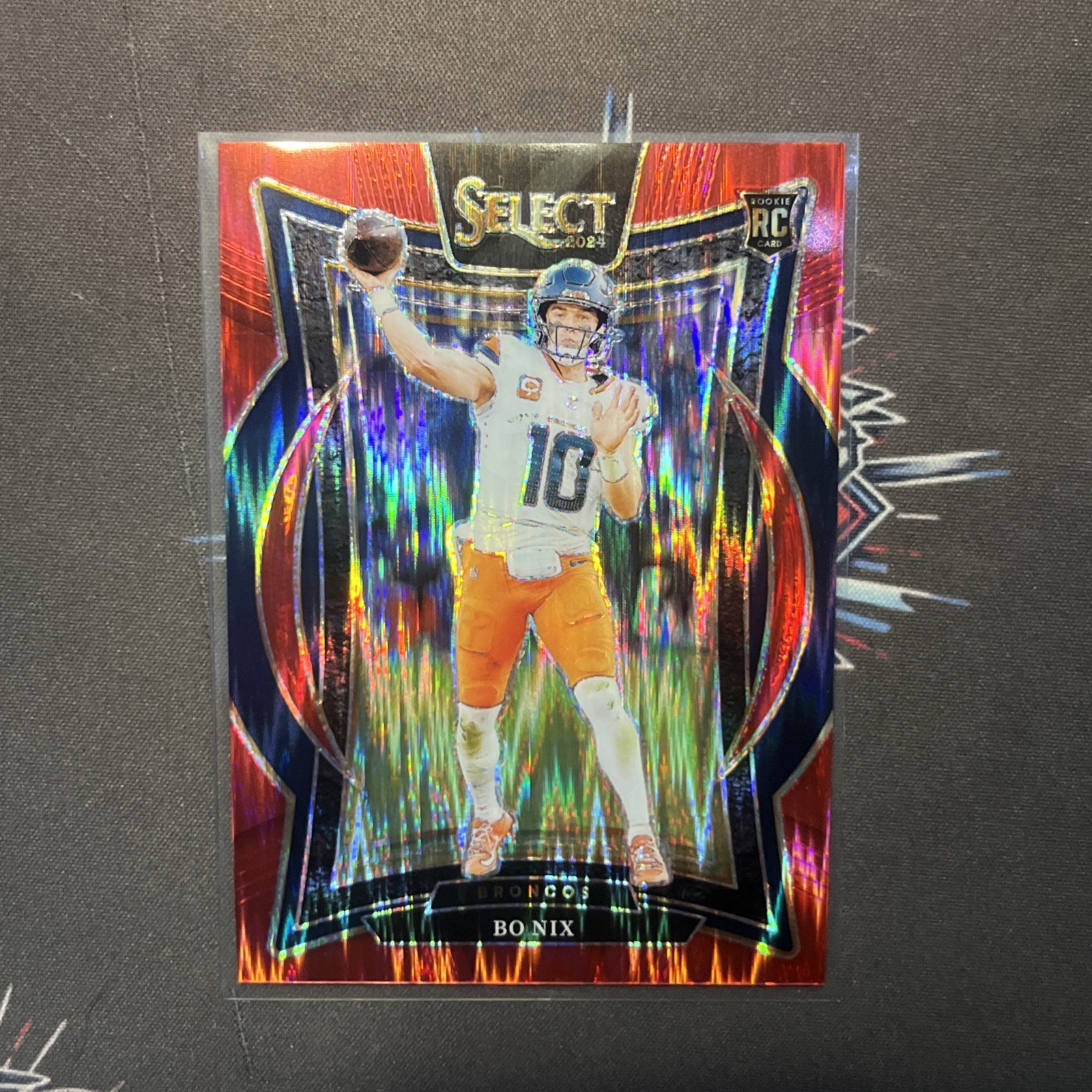 Bo Nix 2024 Panini Select Concourse Red Shock #30 Rookie /249