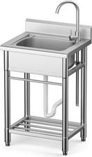 Stainless Steel Utility Sink Freestanding Single Bowl Garage Sink 22 Inch Shop