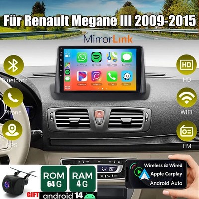 Für Renault Megane III 2009-2015 Android 14 Autoradio Apple CarPlay GPS Navi