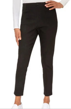 Mario Serrani Italy Black Pull On Pant L Textured Stretch Career Casual Minimal