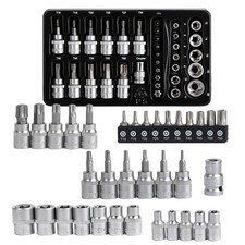TOPLINE 34-Piece 1/4”& 3/8” Drive E-Torx Socket Set and Torx Bit Silver