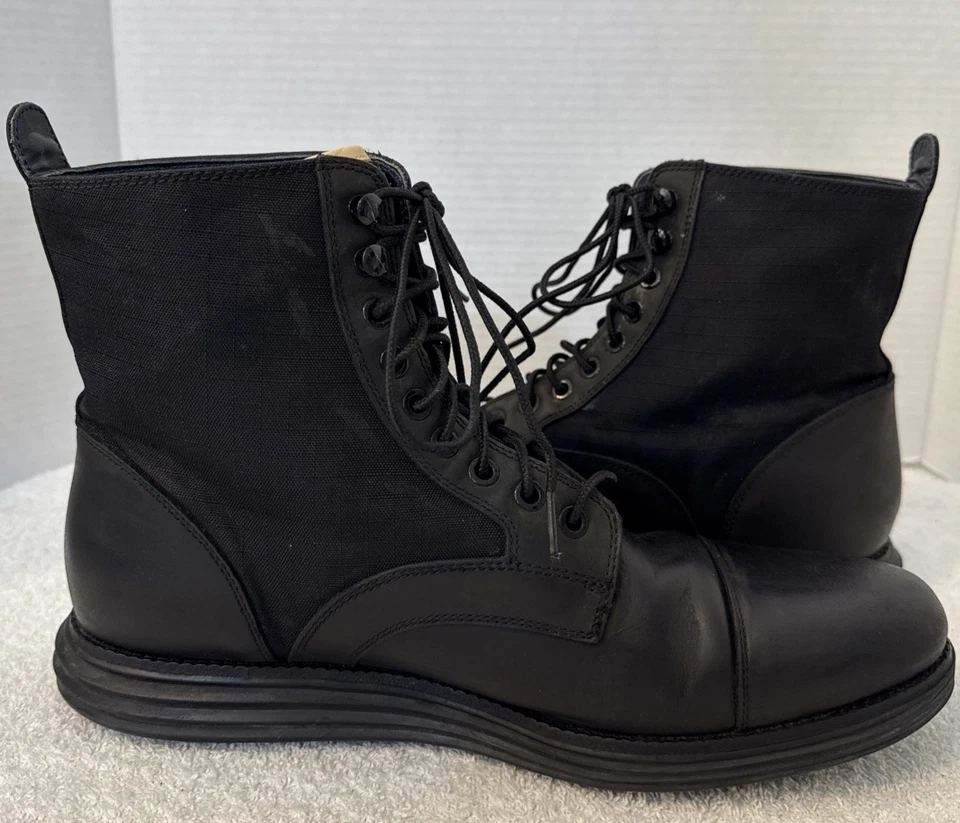 Cole-Haan Mens Lunargrand Black Waterproof Leather/Fabric Cap Toe Boots Sz 10.5M - Image 4 of 4