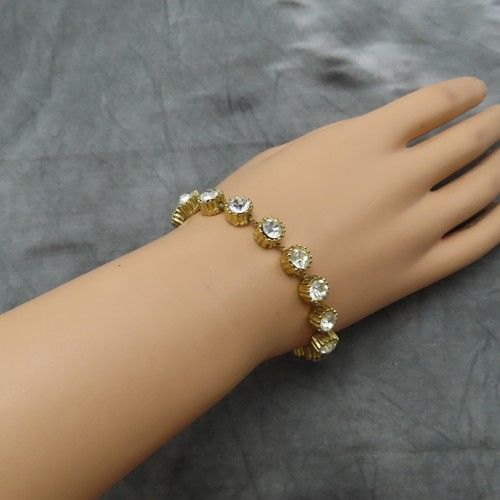 Goldette Rhinestone Vintage Bracelet Tennis Clear Faceted Crystal 7.5 inch 78h - Picture 4 of 10