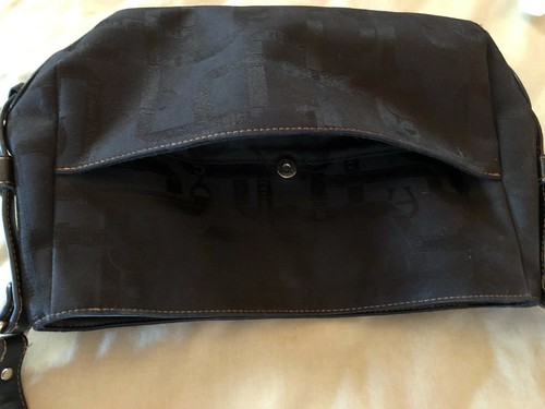ETIENNE AIGNER HANDBAG PURSE SATCHEL SIGNATURE BLACK LEATHER TRIM - Picture 7 of 9