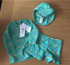 M&S Uv Swim Set Crocodile Long Sleeve 3pc Print Swim Set Age 6-9 rrp &pound;18