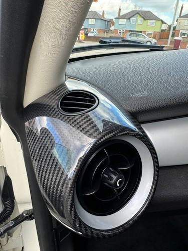 Cubiertas de cápsula de ventilación de aire de fibra de carbono genuina MINI R55 R56 R57 R58 R59 Cooper S JCW - Imagen 2 de 5