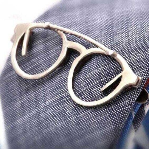 Silver Spectacles Tie Clip - Picture 6 of 7