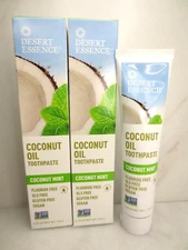 DESERT ESSENCE COCONUT OIL TOOTHPASTE COCONUT MINT 6.25 OZ BOXED SET OF 2