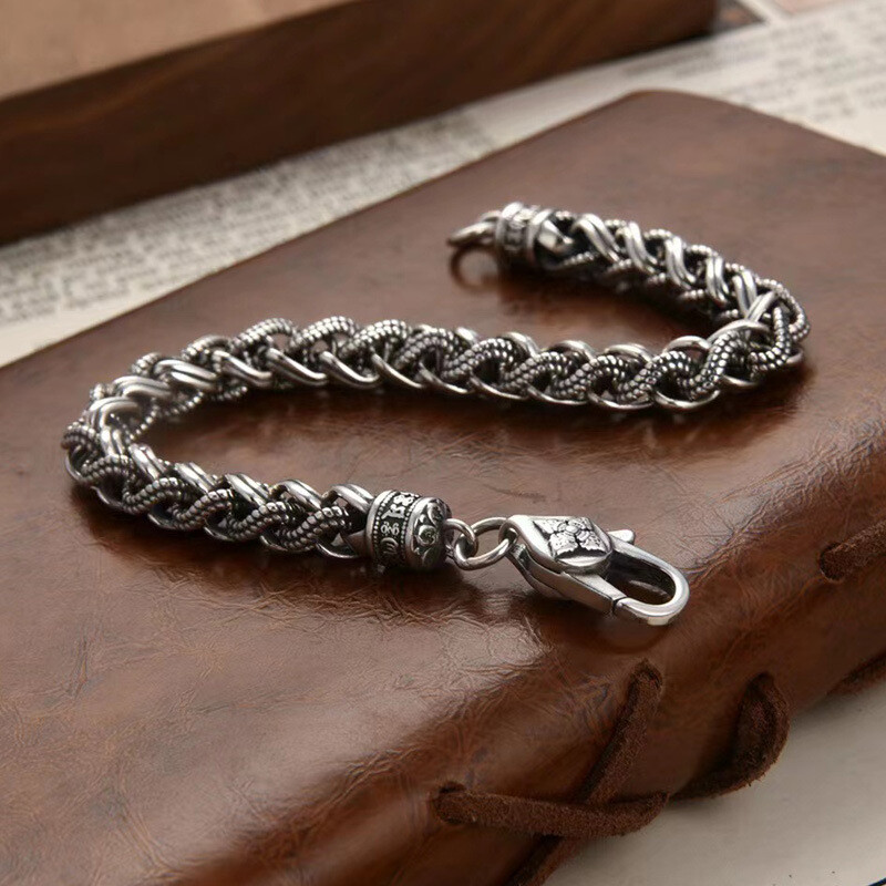 Real 925 Sterling Silver 7mm Wheat Link Men's Women Men