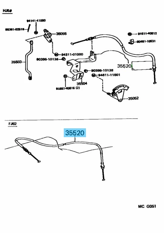 TOYOTA LAND CRUISER FJ62 88-90 Genuine Throttle Accelerator Control Cable OEM - Image 4 of 4