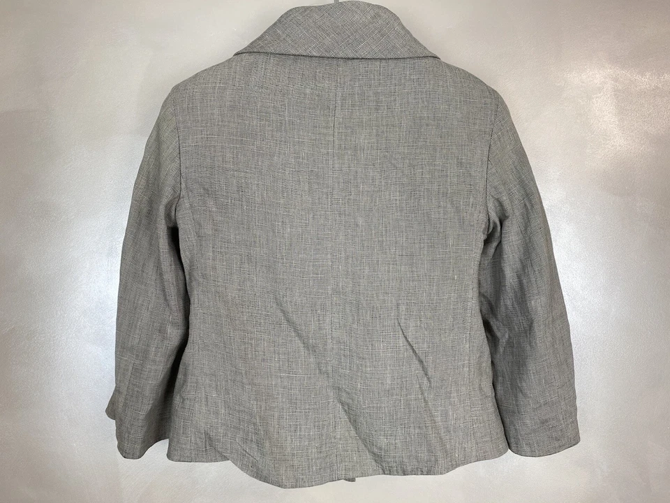 AKRIS Punto Linen Button Front Cardigan Jacket Cropped Gray Sz US 4 F 36 D 34 - Image 2 of 4