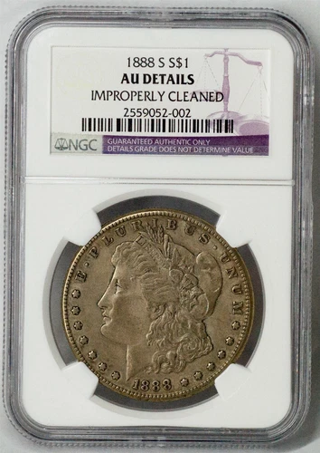 1888 S AU Details Morgan 90% US Mint Silver $1 Dollar Free Ship Coin NGC Slab