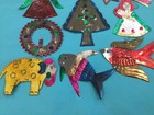 Lot of 11 Vintage Mexican Folk Art Punched Tin Hand Painted Christmas Ornaments — photo 4