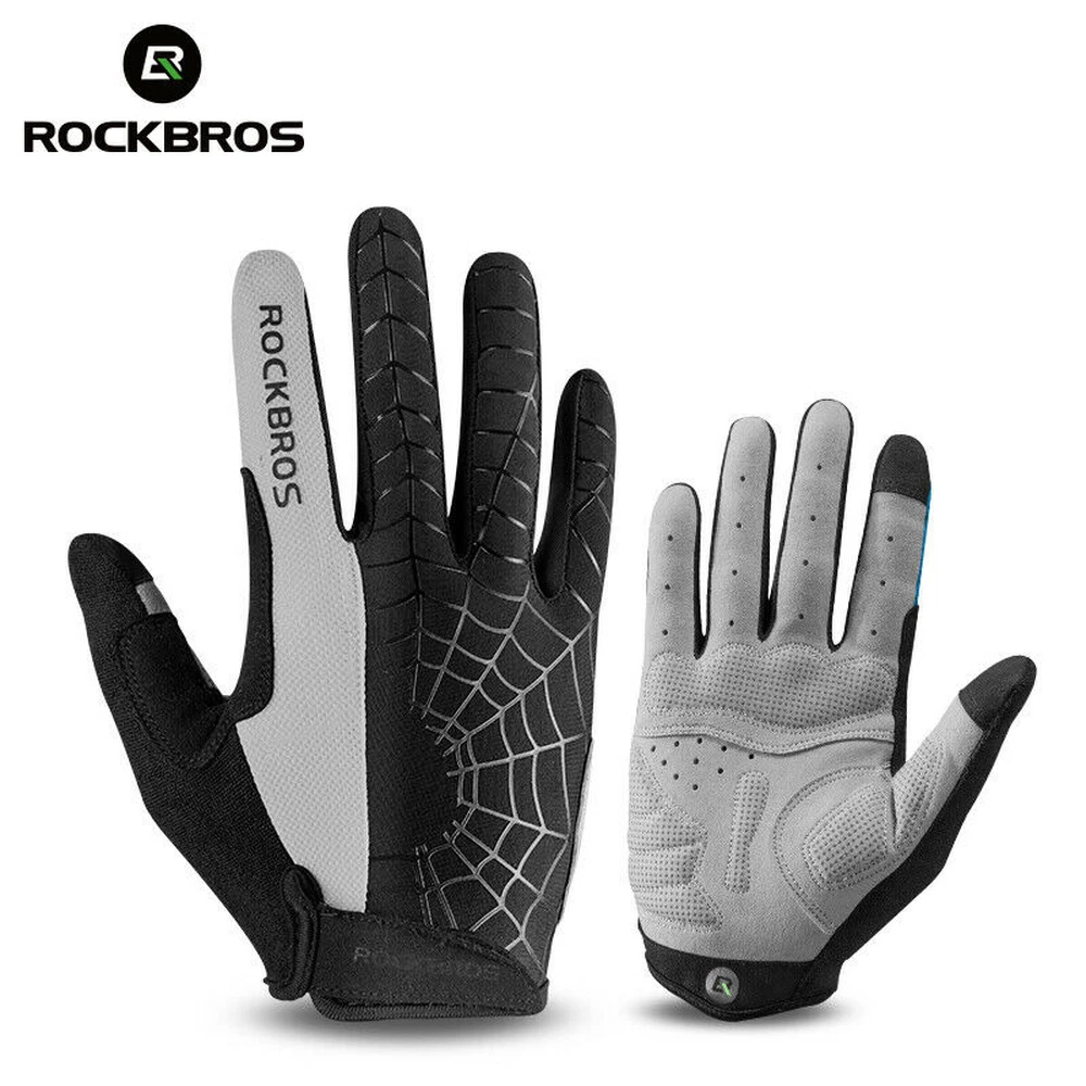 ROCKBROS Cycling Full Finger Gloves MTB Motorcycle Gel Pad Touch Screen Gloves