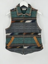 Ivy Petite Vest Jacket Womens Small Multicolor Full Zip Up Pockets Striped