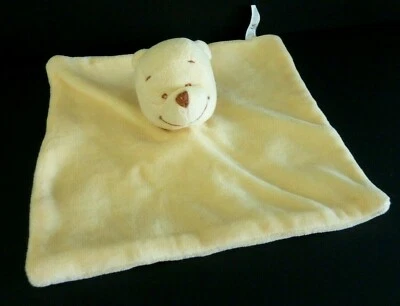 *. DOUDOU PLAT CARREFOUR DISNEY WINNIE OURS JAUNE CREME NEZ MARRON GRELOT TTBE - Photo 1/4