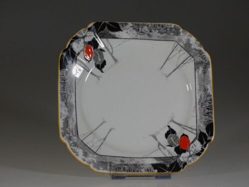 English Shelley China Art Deco Floral Garland Square Dessert Plate c.1929 - Picture 1 of 3