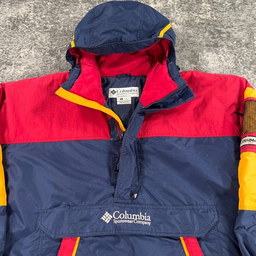 Vintage Columbia Sport Jacket Mens XL Blue Red Colorblock Anorak 90s 1/4 Zip - Picture 2 of 19