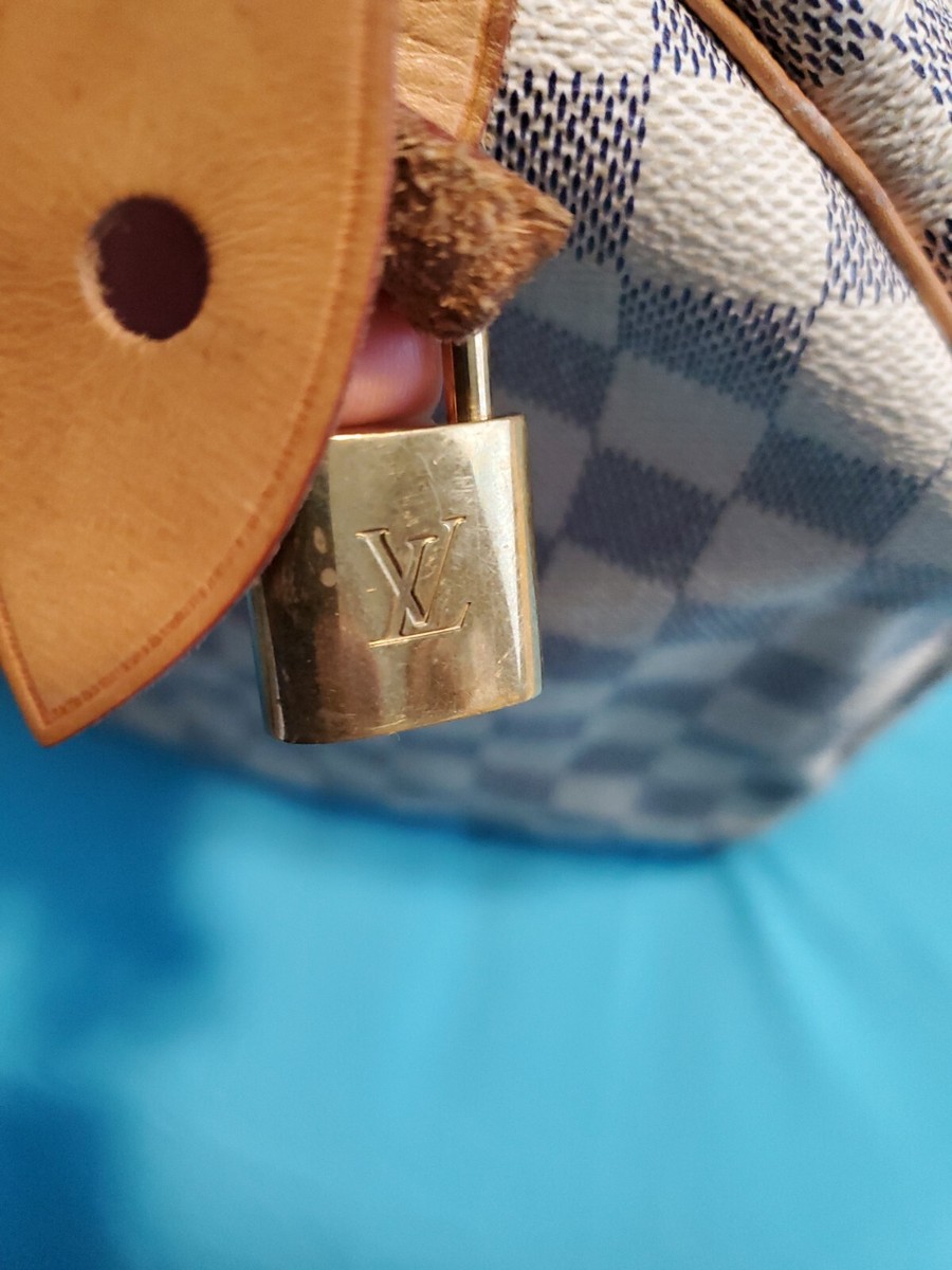 Authentic Louis Vuitton Speedy 35 Damier Azur White Handbag SD5220