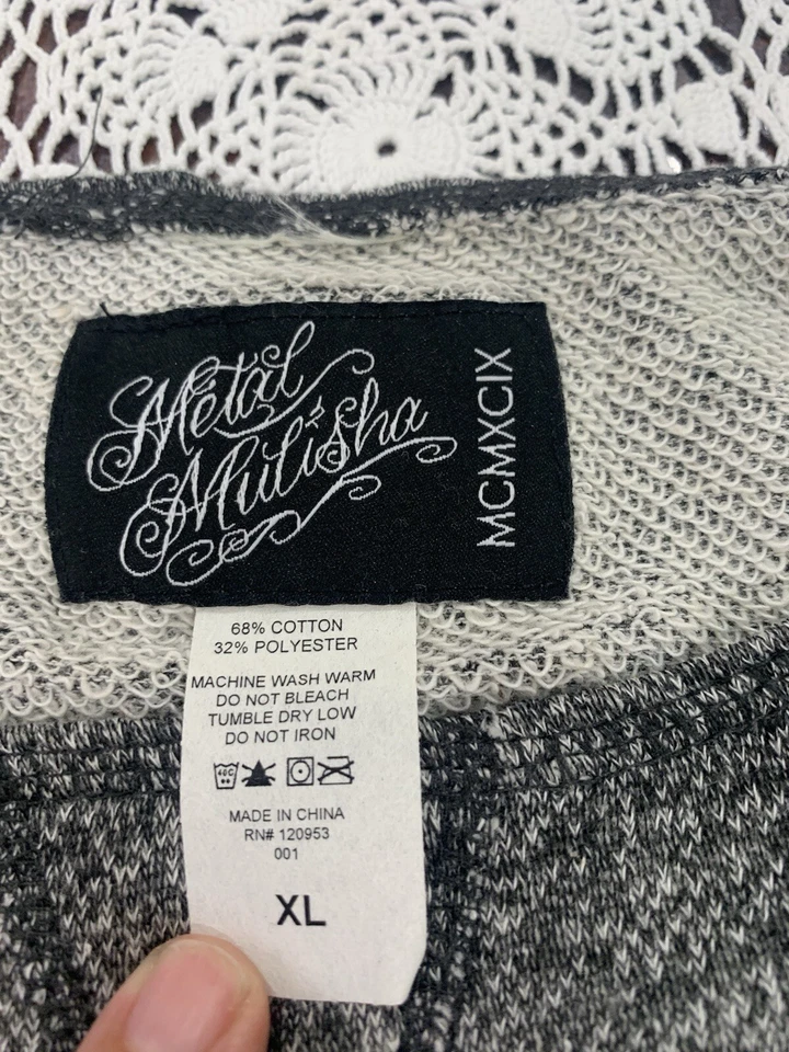 Camiseta Metal Mulisha Mujer Gris Rosa Calavera Cuello Redondo XL Manga Larga Nueva con Etiquetas Foto 3 de 4