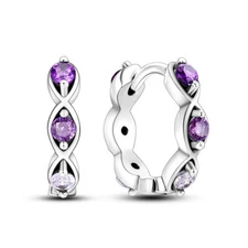 MULA Purple Gradient Eyes Hoop Earrings CZ For Women Jewelry 925 Sterling Silver