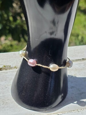 925 Sterling Silber Barock Perlen Armband 6,5''