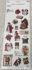 Seasons Greetings Christmas Stickers Home For Holidays Santa Snowman Cardinal