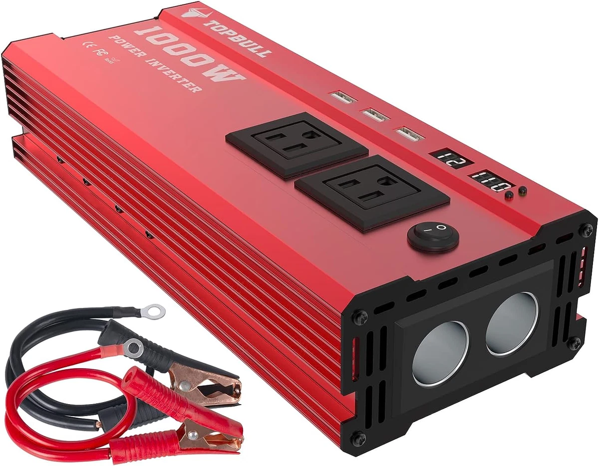 Power Inverter 1000 Watt, Car/Home 12V DC to 110V AC Converter, with LED  Display