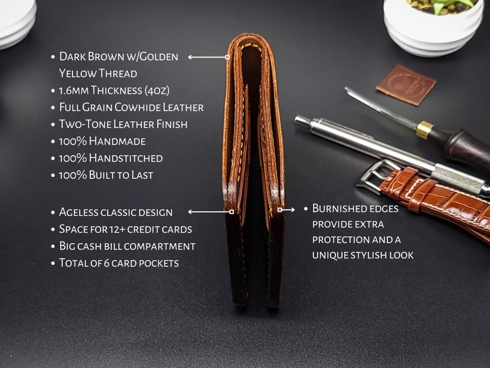 Bellicose Handmade Full Grain Leather Wallet: Anniversary & Holiday Gift for Men - Image 2 of 4