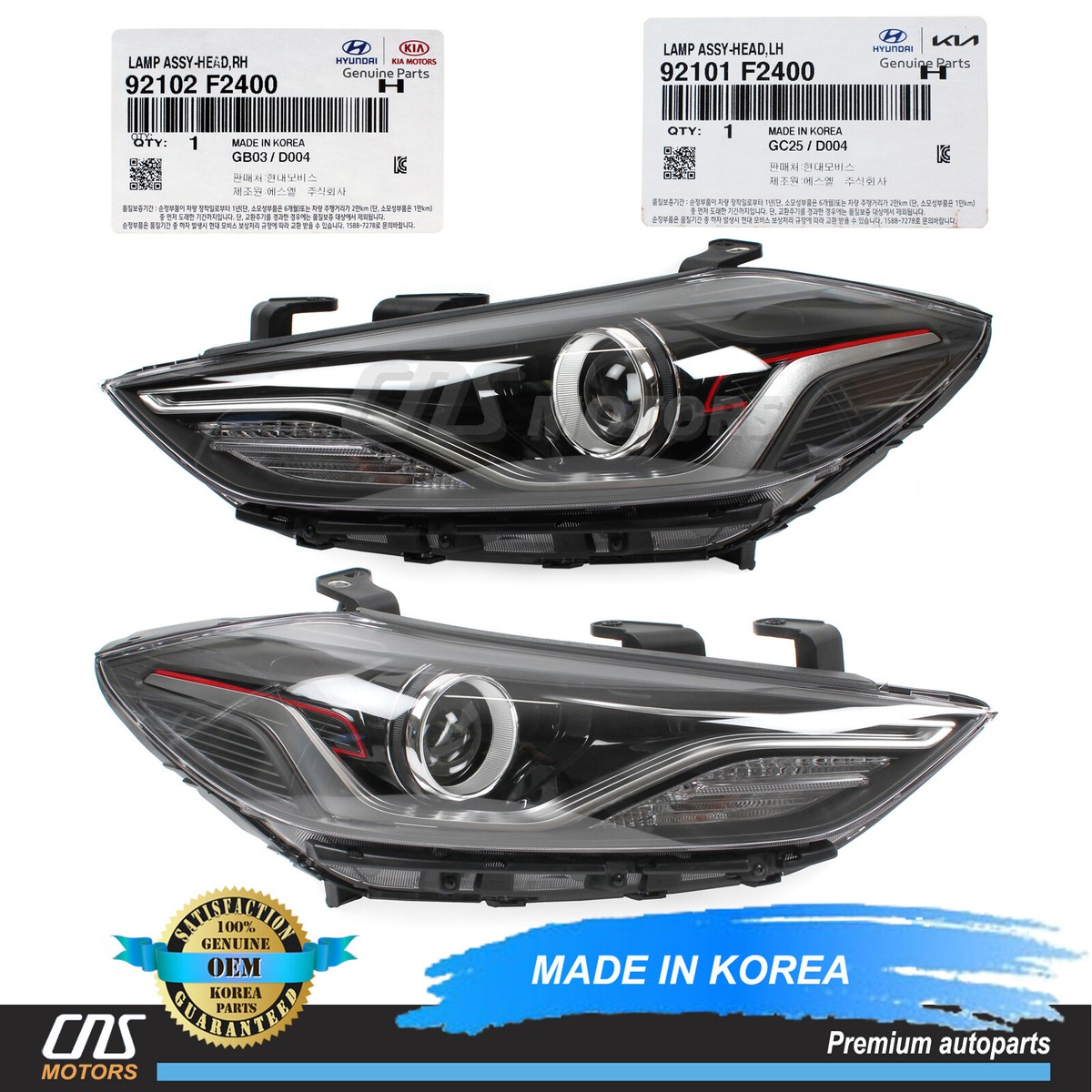 Genuine HID DRL Headlight Left & Right For 2018 Hyundai Elantra