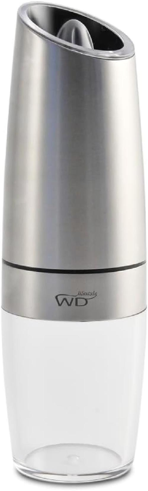 WD Lifestyle Linea Casa Macinapepe  Luce Incorporata, Acciaio/Azzurro, 6x6x20 cm