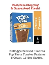 Kellogg's Frosted S’mores Pop Tarts Toaster Pastries 8 Count, 13.5oz Carton.