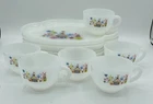 1950's 12 Piece CHALET Snack Plate & Cup Sets Federal Glass Vintage