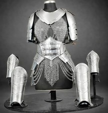 Women's Steel Knight Armor: Medieval Cuirass with Chainmail, LARP Cosplay