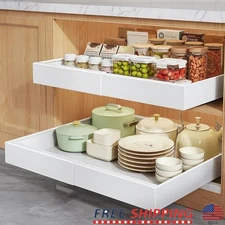 Pull Out Cabinet Organizer Adjustable Width Space Saving Metal Shelf Solution US
