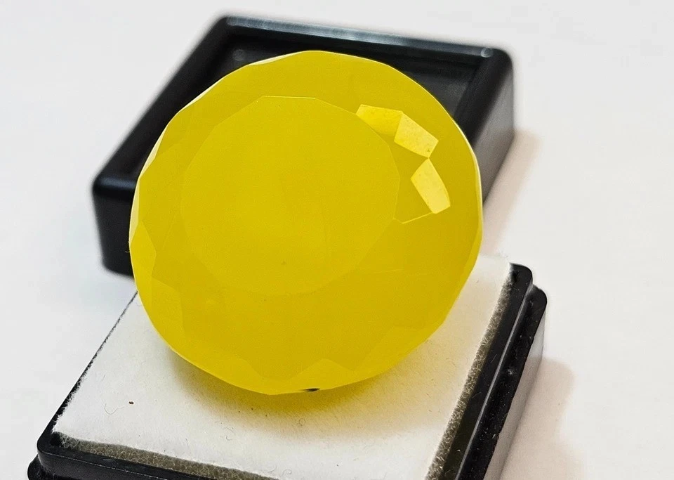 Fabulosa piedra preciosa suelta natural certificada EGL amarillo ópalo neón corte redondo 50-52 quilates Foto 3 de 4