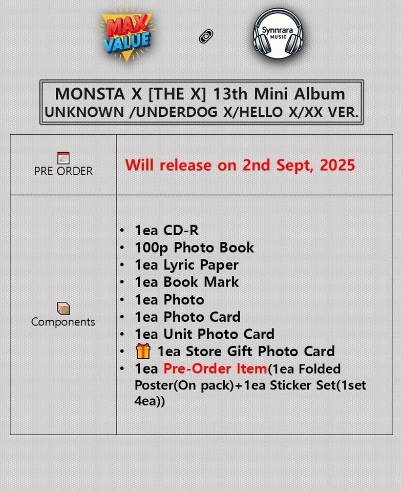 MONSTA X [THE X] 13th Mini Album/CD-R+Buch+Lyric+Buch Mark+Foto+2 Karte+POB+GIFT - Bild 2 von 4