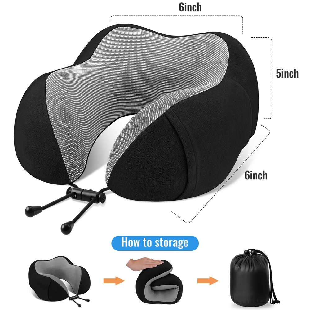 Premium Memory Foam Travel Neck Pillow for Comfort & Support on Long Flights Premium Memory Foam Travel Neck Pillow for Comfort & Support on Long Flights