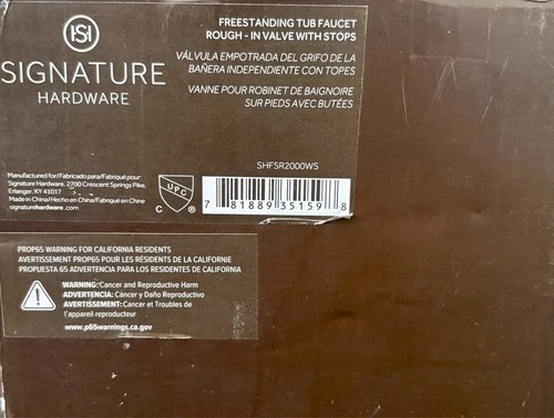 Signature Hardware SHFSR2000WS Freestanding Tub Filler Rough-In Valve w/ Stops - Picture 6 of 6