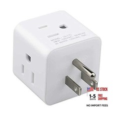 Multi Plug Outlet Extender, 3 Prong Wall Tap 4 Way AC USA plug Outlet