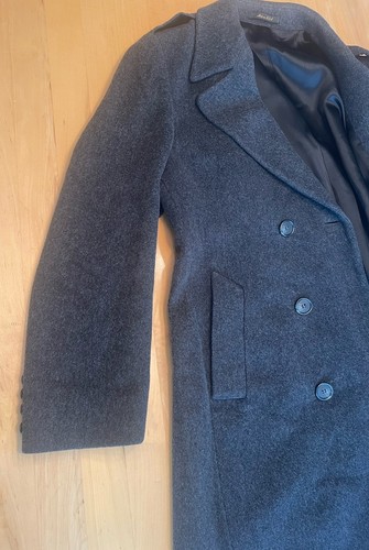 Vintage London Fog Men's 42R Dark Gray 100% Pure Wool Long Trench Coat Made USA - Picture 8 of 23