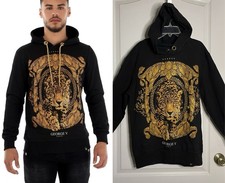 AVENUE GEORGE V PARIS Leopard Black Gold Hoodie Mens Large Streetwear