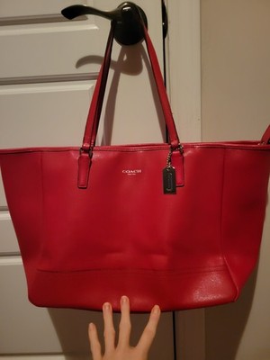 Scarlet RED COACH LEATHER Saffiano Large Tote Bag 23822 | eBay