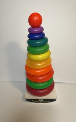 Vintage Fisher Price Rock-A-Stack #740 Plastic Rings 10 Ring Ball Vintage 1970s