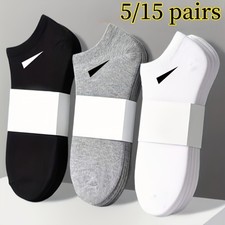 5/15Pairs Unisex Solid Color Minimalist Ankle Socks Breathable Comfy Casual Sock