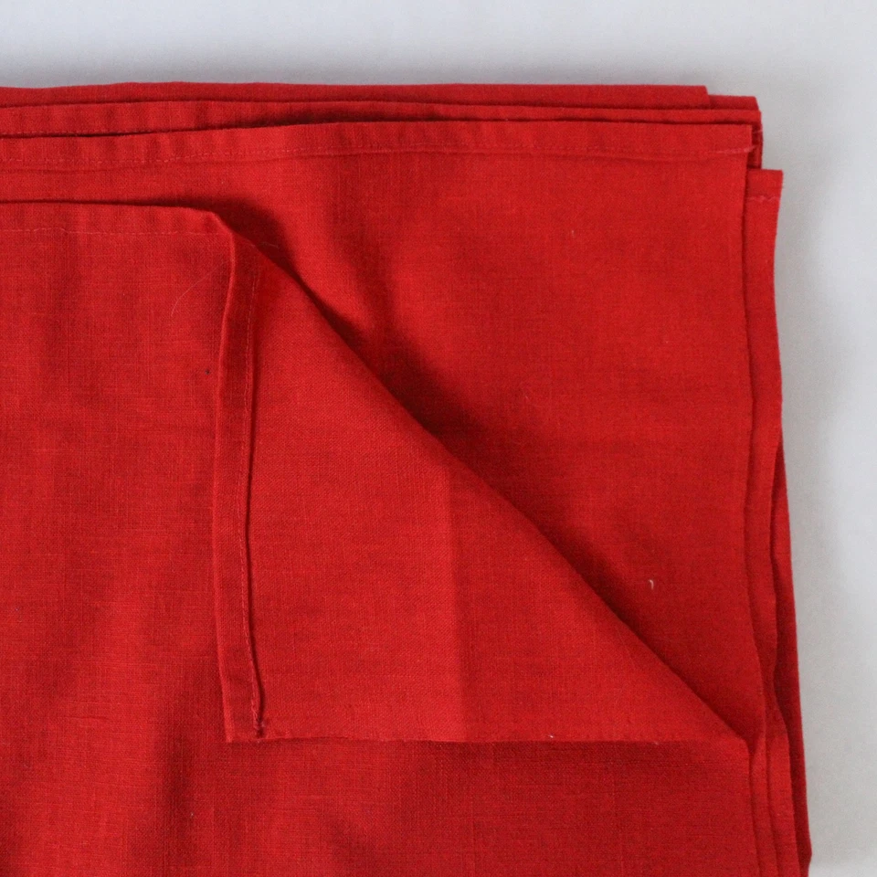 Handmade Red Round Tablecloth 58"x62" Linen Like Fabric Home Decor - Image 4 of 4