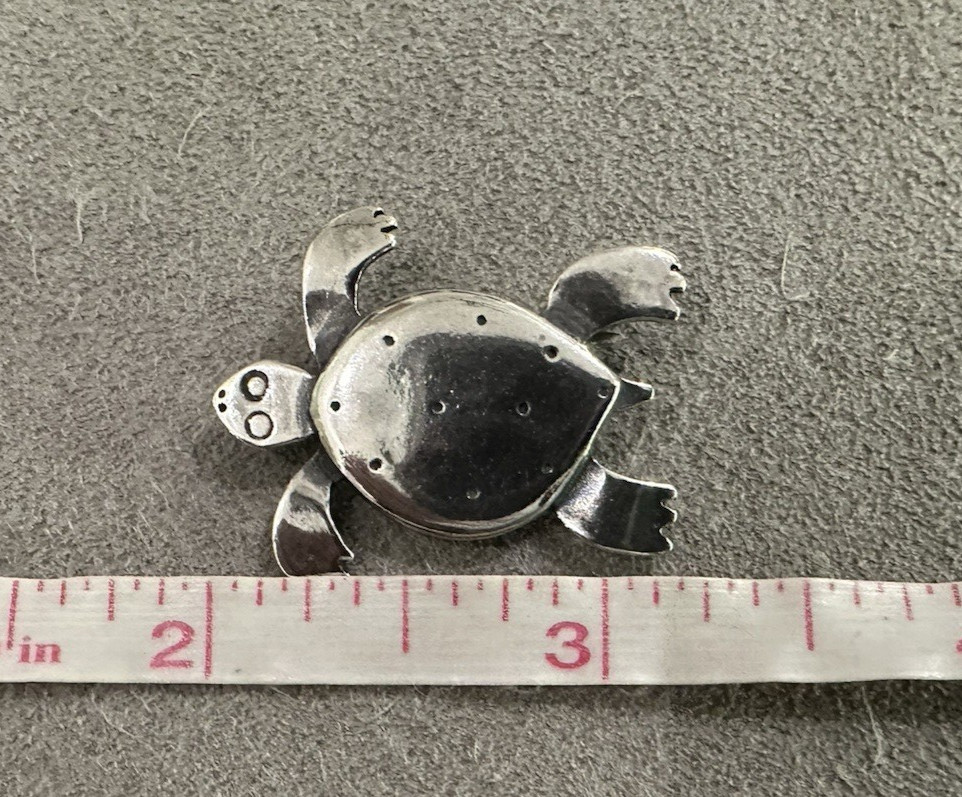 Vintage Sterling Silver Solid Turtle Tortoise Bro… - image 6