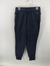 Adidas Track Pants Womens Size Small Black White Pockets Drawstring Fast Ship
